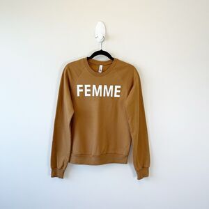 American Apparel Femme Crew Neck Sweatshirt 100% Cotton USA Made Tan Size XS